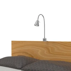 LED-vegglampe Tuso, nikkel, montering på seng, metall