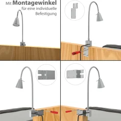 LED-vegglampe Tuso, nikkel, montering på seng, metall