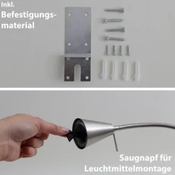 LED-vegglampe Tuso, nikkel, montering på seng, metall