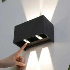 LED-vegglampe utendørs Dakar, antrasitt, bredde 17,3 cm, aluminium