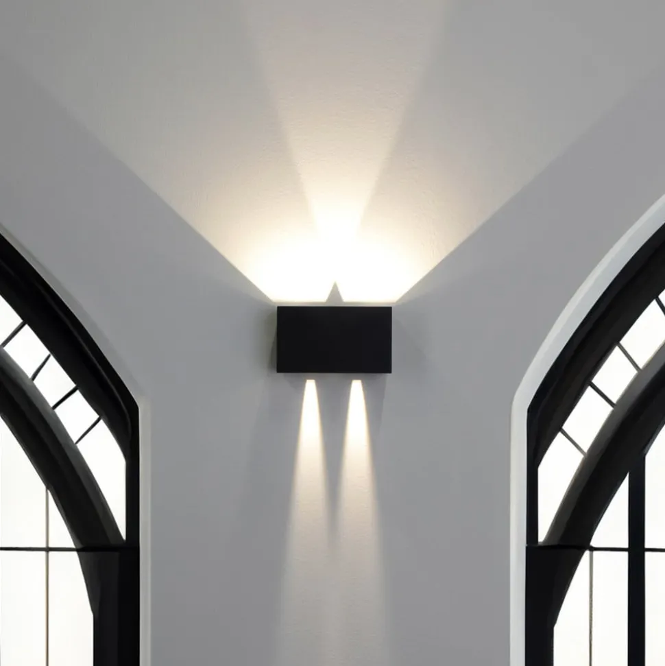 LED-vegglampe utendørs Dakar, antrasitt, bredde 17,3 cm, aluminium