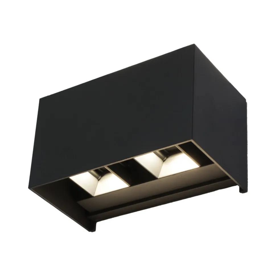 LED-vegglampe utendørs Dakar, antrasitt, bredde 17,3 cm, aluminium