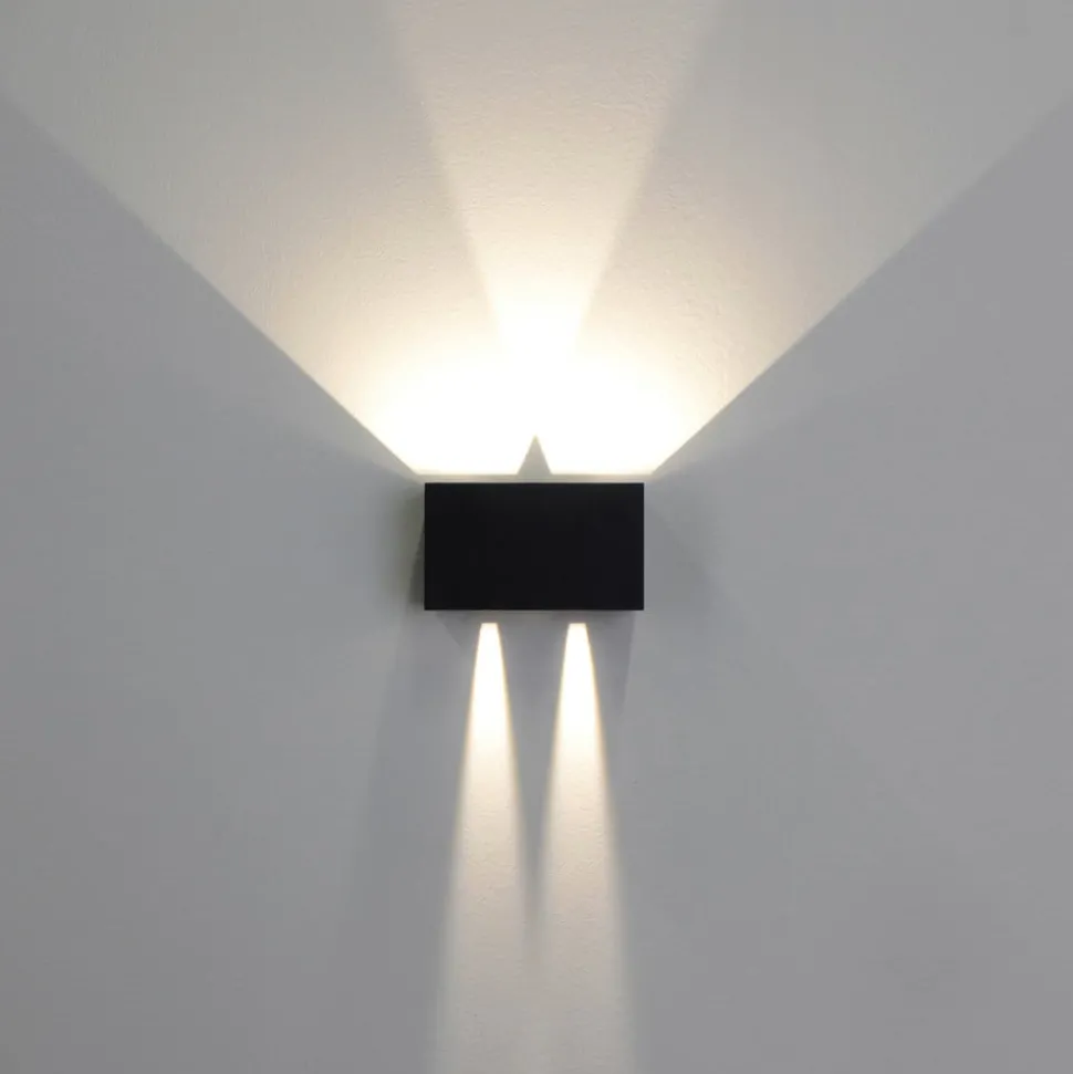 LED-vegglampe utendørs Dakar, antrasitt, bredde 17,3 cm, aluminium