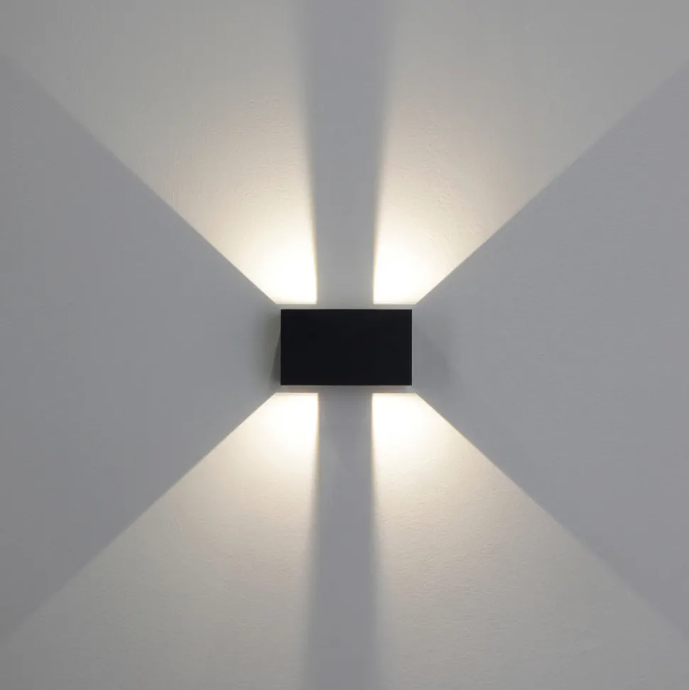 LED-vegglampe utendørs Dakar, antrasitt, bredde 17,3 cm, aluminium