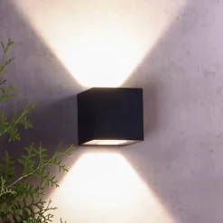 LED-vegglampe utendørs Jabbah, mørkegrå, opp/ned