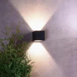 LED-vegglampe utendørs Jabbah, mørkegrå, opp/ned