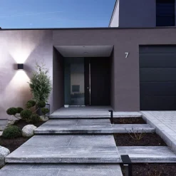 LED-vegglampe utendørs Jabbah, mørkegrå, opp/ned