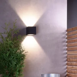 LED-vegglampe utendørs Jabbah, mørkegrå, opp/ned