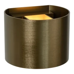 LED-vegglampe Xio, rund, antikk messing