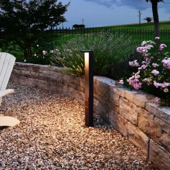 Lerna LED-gatelampe, høyde 100 cm, CCT, grå, stikkontakter