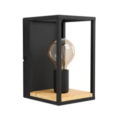 Libertad vegglampe, bredde 14 cm, svart/tre, stål