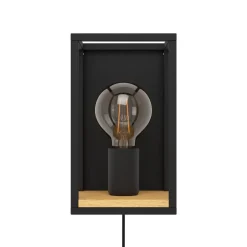 Libertad vegglampe, bredde 14 cm, svart/tre, stål