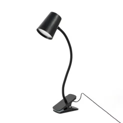 Lindby Ailina LED-bordlampe, klemmefot, svart