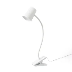 Lindby Ailina LED-bordlampe, klemmefot, hvit