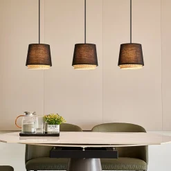 Lindby Ananya hengelampe i jern og tre, 3 lyskilder