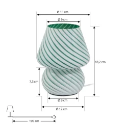 Lindby Andriana bordlampe, grønn/hvit, glass, Ø 15 cm