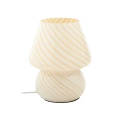 Lindby Andriana bordlampe, gul/hvit, glass, Ø 15 cm