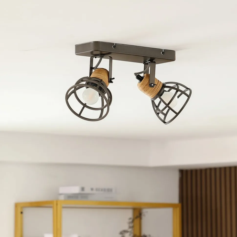 Lindby Arinthea takspotlight, 2-lys, svart, stål, E14