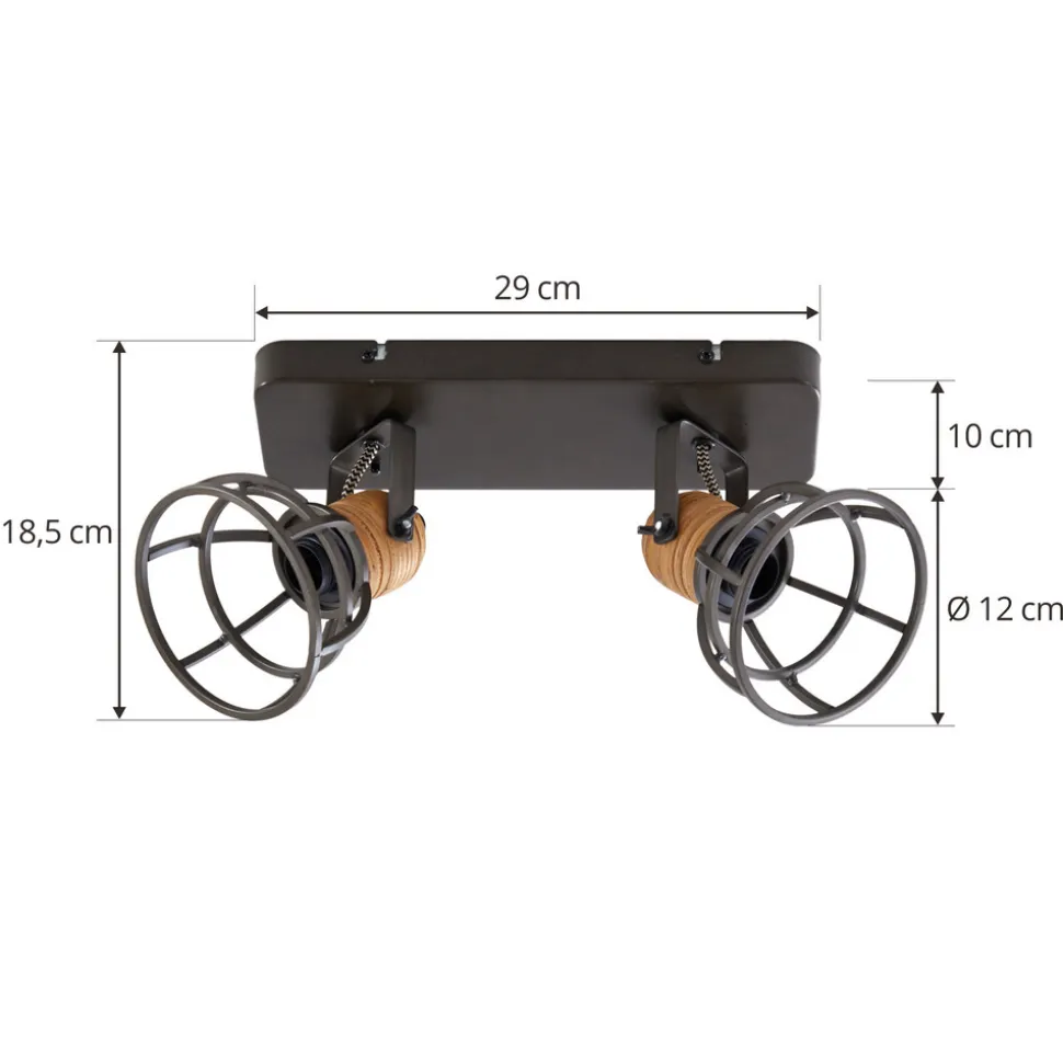 Lindby Arinthea takspotlight, 2-lys, svart, stål, E14