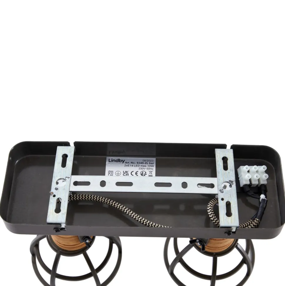 Lindby Arinthea takspotlight, 2-lys, svart, stål, E14