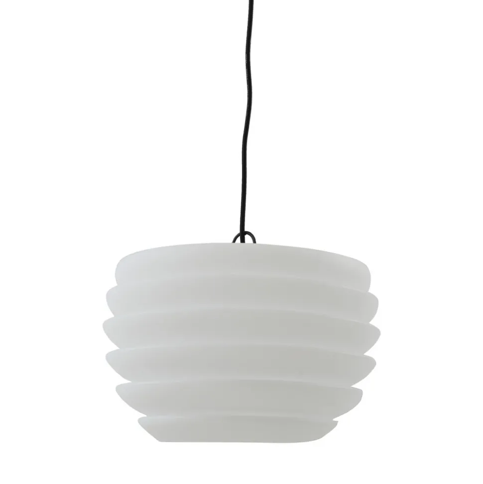 Lindby Arona utendørs hengelampe, Ø 38 cm, hvit