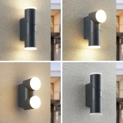 Lindby Aspyn utendørs LED-vegglampe, 2 lyskilder
