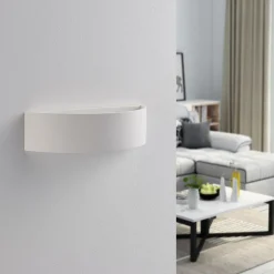 Lindby Aurel vegglampe, gips hvit halvrund