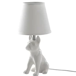 Lindby bordlampe Herry, hvit, keramikk, hund, 46,5 cm høy