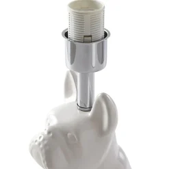 Lindby bordlampe Herry, hvit, keramikk, hund, 46,5 cm høy