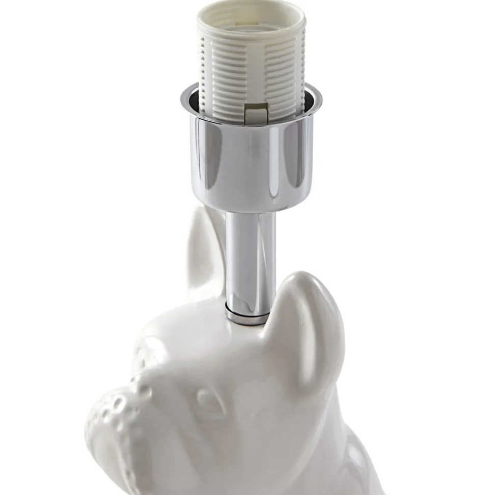 Lindby bordlampe Herry, hvit, keramikk, hund, 46,5 cm høy