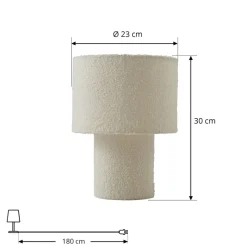 Lindby bordlampe Jone, hvit, tekstil, 30 cm