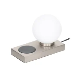 Lindby bordlampe Junis, nikkel, ladefunksjon