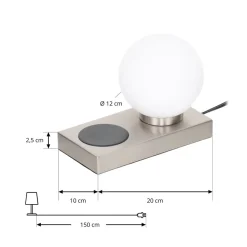 Lindby bordlampe Junis, nikkel, ladefunksjon