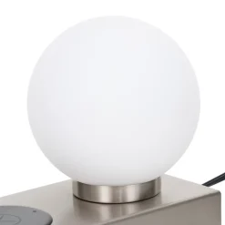 Lindby bordlampe Junis, nikkel, ladefunksjon