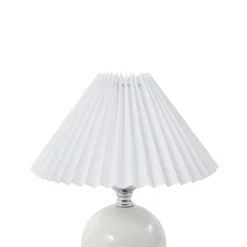 Lindby bordlampe Kerimi, keramikk, kremfarge