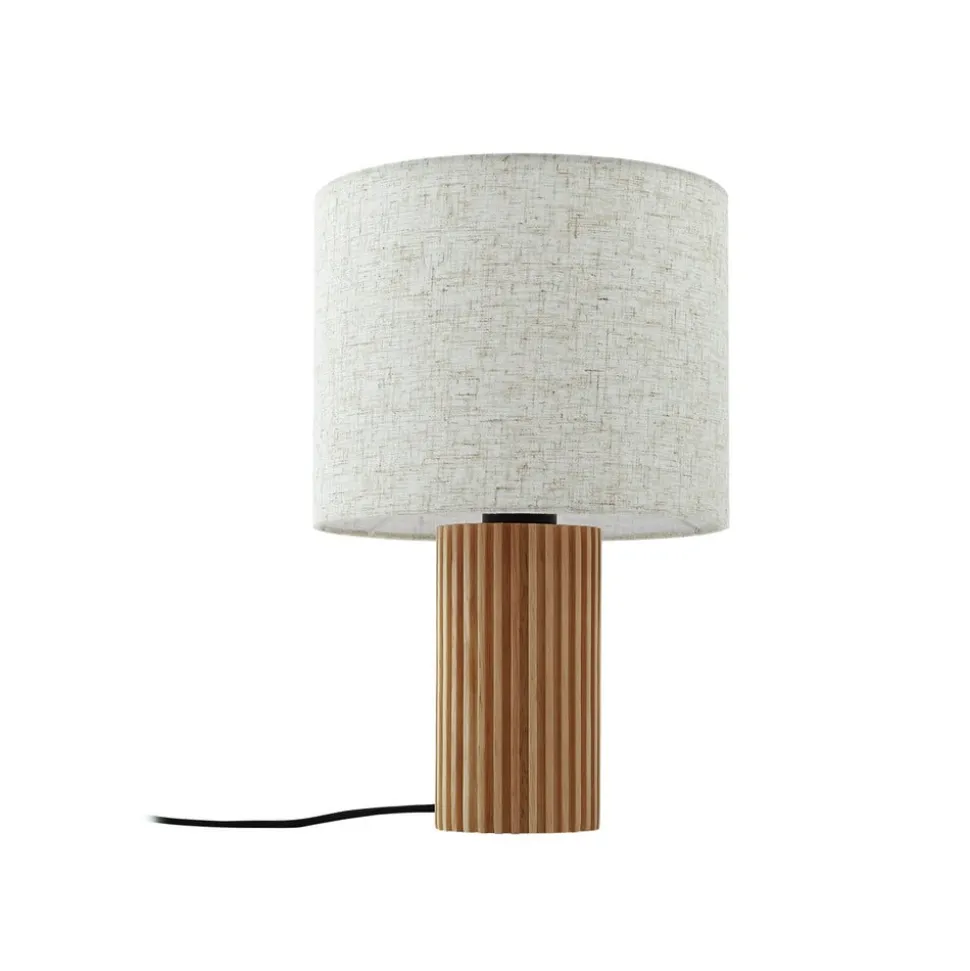 Lindby bordlampe Kimiko, høyde 38 cm, tre, tekstil
