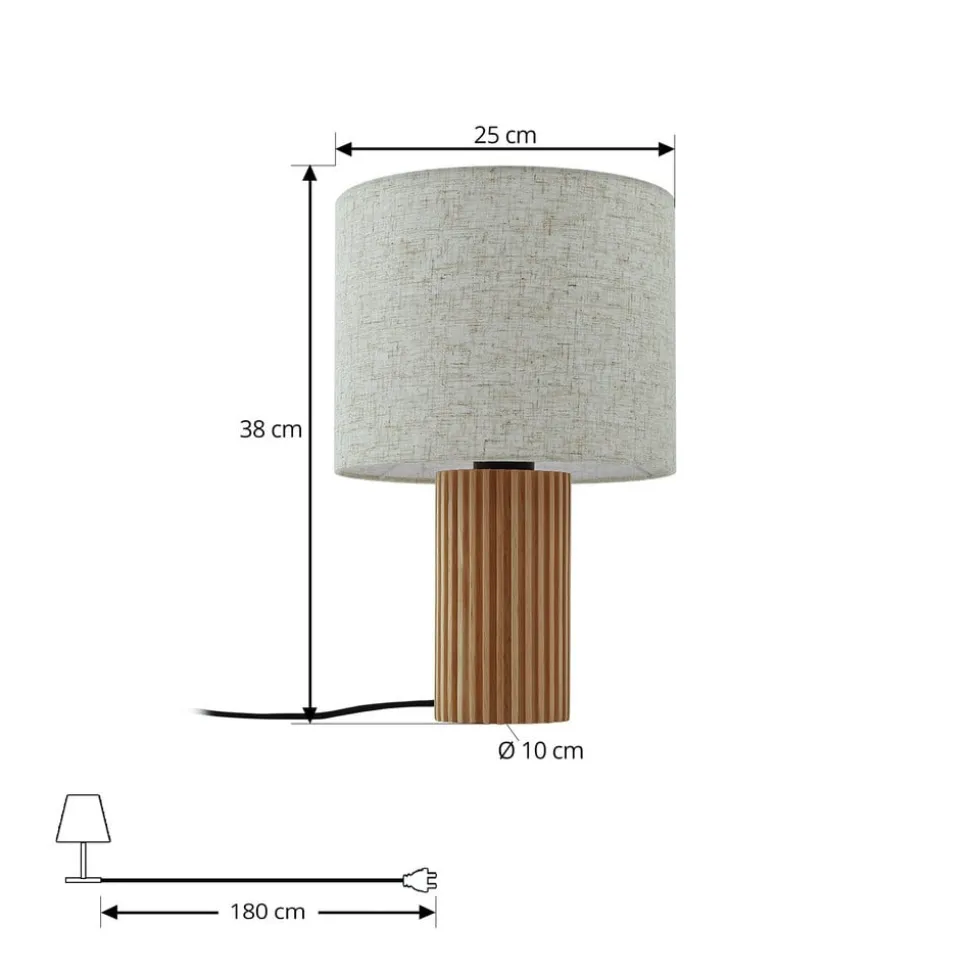 Lindby bordlampe Kimiko, høyde 38 cm, tre, tekstil