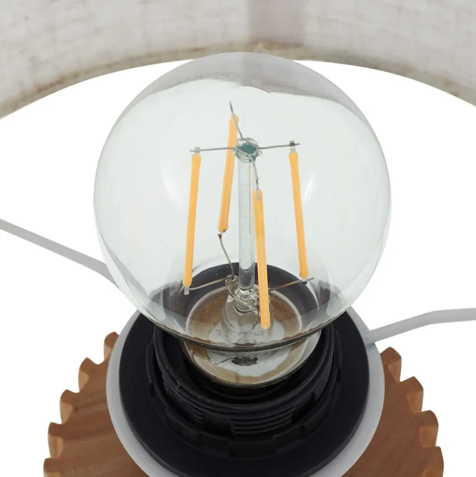 Lindby bordlampe Kimiko, høyde 38 cm, tre, tekstil