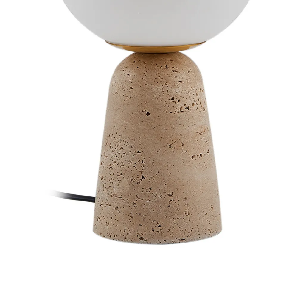 Lindby bordlampe Kirstan, beige, hvit, glass, stein, 33 cm
