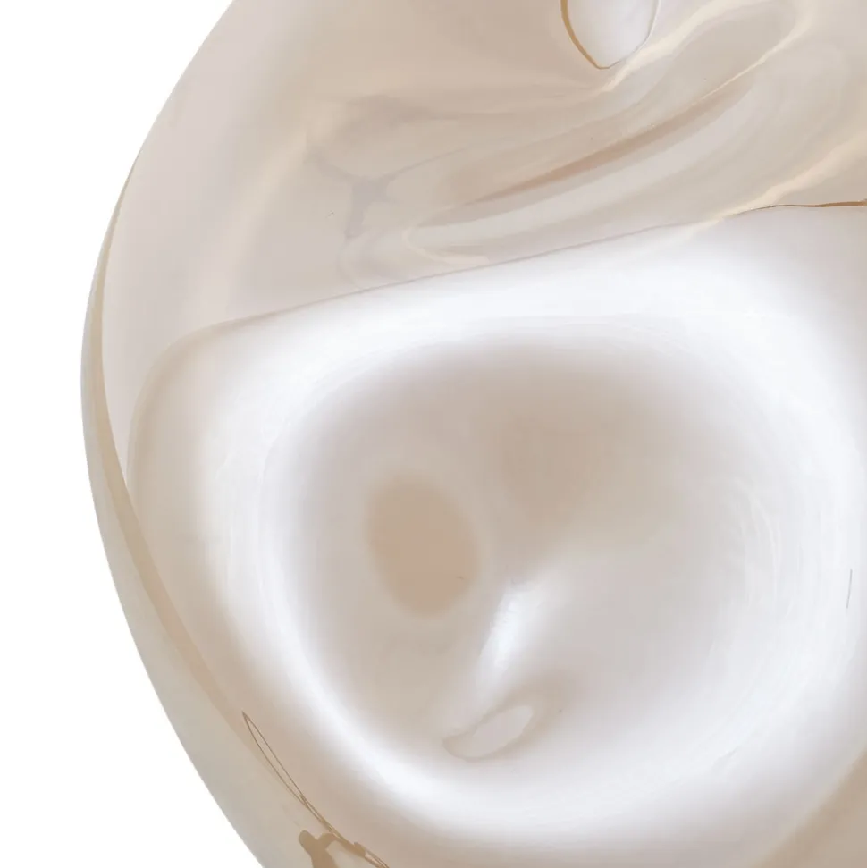 Lindby bordlampe Lelia, ravfarget, glass, metall, Ø 35 cm