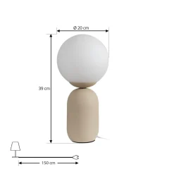 Lindby bordlampe Lennes, beige, glass, Ø 20 cm