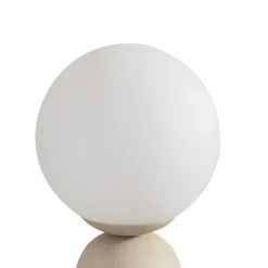 Lindby bordlampe Lennes, beige, glass, Ø 20 cm