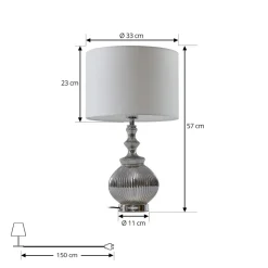 Lindby bordlampe Loraine, hvit/grå, glass, Ø 33 cm, E27