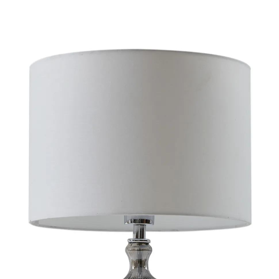 Lindby bordlampe Loraine, hvit/grå, glass, Ø 33 cm, E27