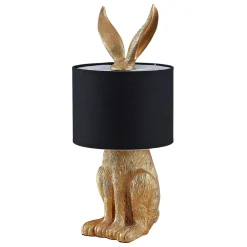 Lindby bordlampe Lorentina, høyde 57 cm, kanin, gull, tekstil