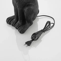 Lindby bordlampe Lorentina, 56 cm, kanin, svart, tekstil