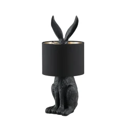 Lindby bordlampe Lorentina, 56 cm, kanin, svart, tekstil