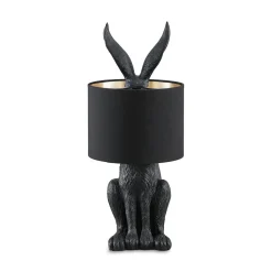 Lindby bordlampe Lorentina, 56 cm, kanin, svart, tekstil