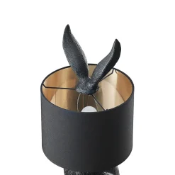 Lindby bordlampe Lorentina, 56 cm, kanin, svart, tekstil