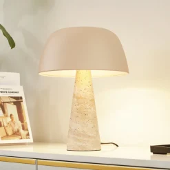 Lindby bordlampe Magritt, beige, metall, stein, 41 cm